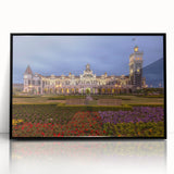 Large abstract wall art depicting Otago, New Zealand scenery in muted earth tones on a black framed acrylic.