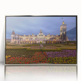 Large art print of Otago, New Zealand scenery in silver framed acrylic, featuring mid-century modernist style.