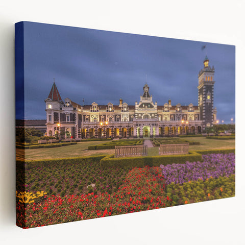 Large stretched canvas featuring a serene Otago, New Zealand landscape in soft green and blue tones.