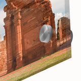 Large abstract wall art of a South American scenery in muted earth tones on acrylic glass, ideal for dining room ambiance.