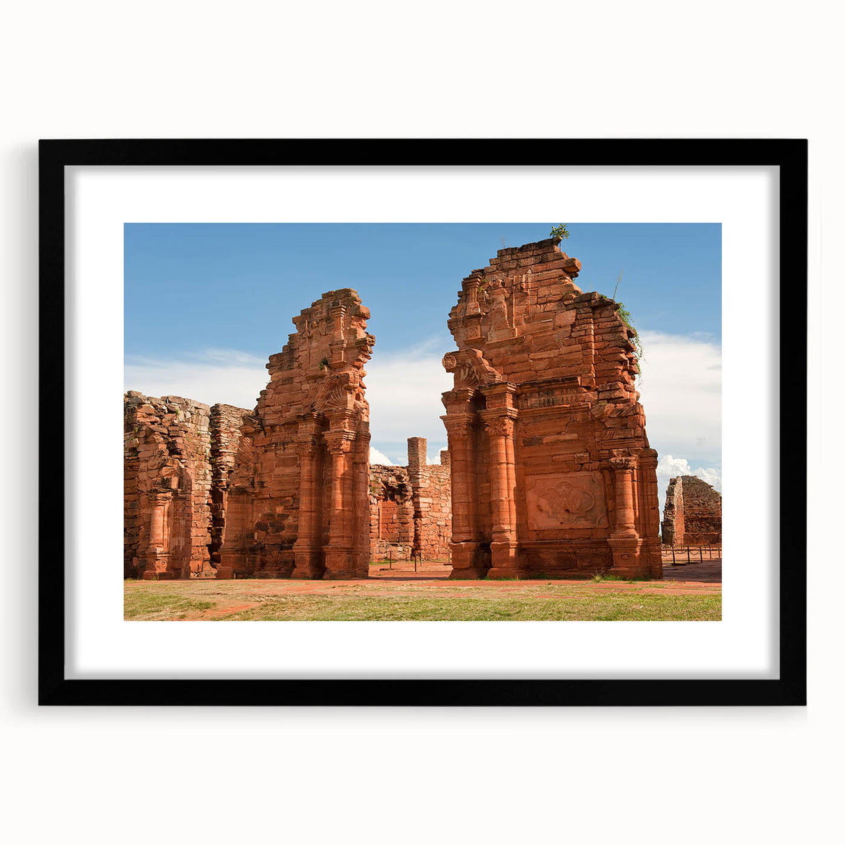Extra large abstract art print of a vibrant, colorful Argentinian landscape on black framed canvas.