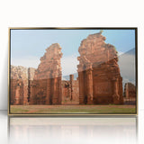 Mid-century modernist acrylic print of an Argentine landscape in gold frame, ideal for modern art wall decor.