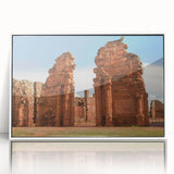 Acrylic print of a serene Argentine landscape in pastel hues, framed in white, suitable for modern art wall decor.