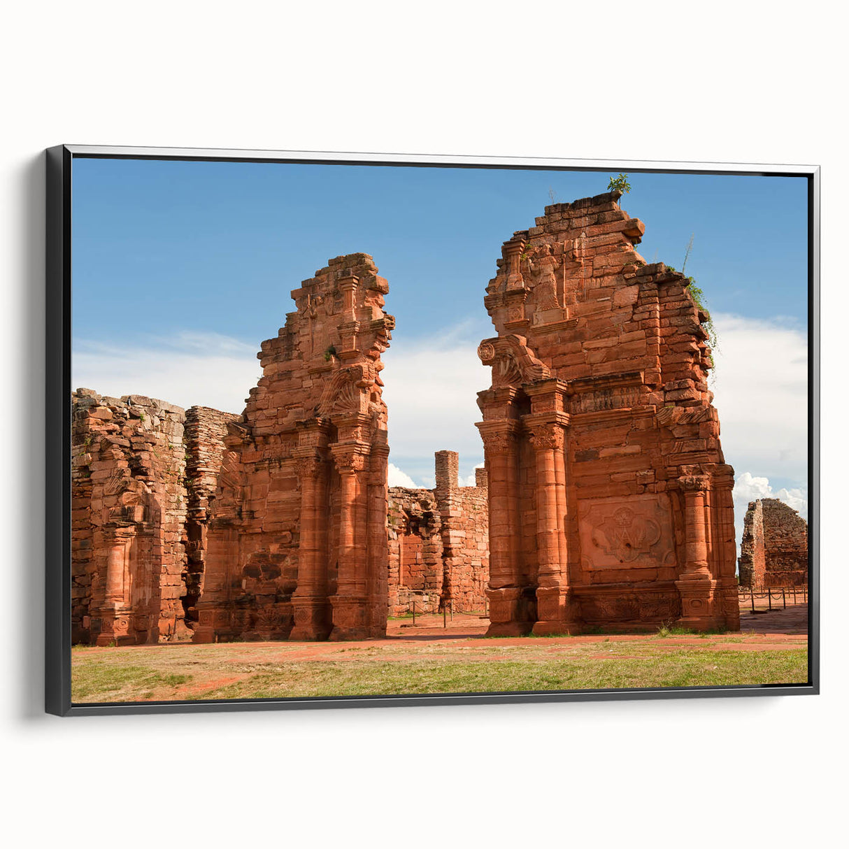 Black and white landscape art painting of an Argentine scenery on framed canvas, suitable for bedroom decor.