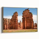 Framed canvas featuring a vintage-style landscape painting of an Argentine scenery in black and gold.