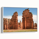 Vintage poster art of an Argentine landscape in vibrant colors on a framed canvas, ideal for living room decor.