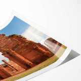 Extra large wall art featuring line art flowers in muted earth tones on a rolled canvas.