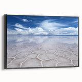 Black and white wall art featuring a vintage poster-style landscape of Bolivia on framed canvas, ideal for bedroom decor.