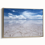 Framed canvas of a vintage-style Bolivian landscape painting in black and gold tones, ideal for bedroom decor.