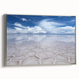 Landscape art painting of Bolivia scenery on framed canvas, featuring colorful art in vintage poster style.