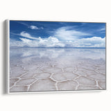 Vintage poster art of a Bolivian landscape on framed canvas, featuring vibrant colors on a black background.