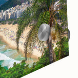 Large abstract wall art of Brazil's scenery in vibrant colors on acrylic glass, ideal for dining room ambiance.