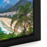 Extra large black wall art featuring a textured, colorful depiction of a Brazilian landscape on framed canvas.