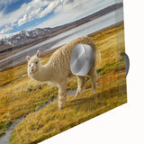 Large abstract wall art depicting a South American Chilean landscape in mid-century modernist style on acrylic glass.