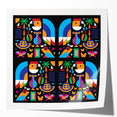 Extra large rolled print of a floral Colombian landscape in vibrant greens and blues, ideal for dining room wall art.