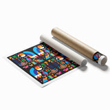 Extra large rolled print of Colombia scenery with vibrant floral elements.