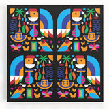 Black and white stretched canvas of a Colombian landscape, ideal for kitchen wall art.