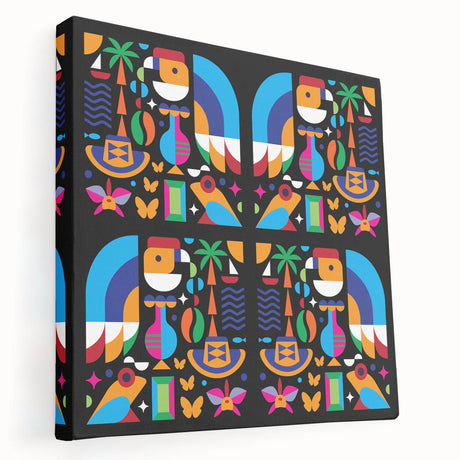 Large canvas print of a lush Colombian landscape in vibrant green and blue tones, ideal for kitchen wall art.