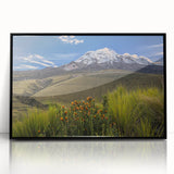 Large abstract wall art of Ecuador's landscape in muted earth tones on a framed acrylic.