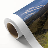 Art deco poster of a serene Ecuadorian landscape in soft pastel shades on rolled canvas, ideal for nursery wall art.