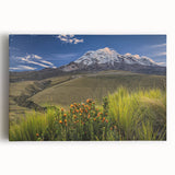 Black and white stretched canvas of a serene Ecuadorian landscape, ideal for kitchen wall art.