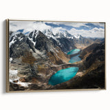 Framed canvas featuring a vintage-style landscape of the Peruvian scenery, with muted earth tones.