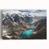 Black and white stretched canvas of a scenic Peruvian landscape, ideal for kitchen wall art.