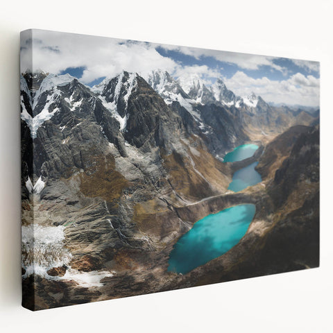 Large art print of a Peruvian landscape on stretched canvas, featuring earthy tones, ideal for kitchen wall decor.