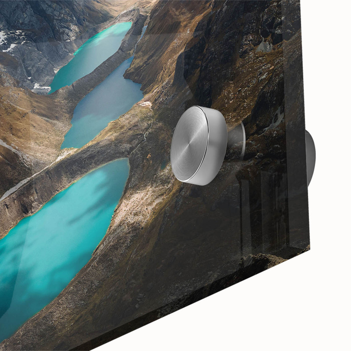 Large abstract wall art depicting a South American scenery in Peru, with earthy tones on acrylic glass.