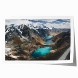 Extra large rolled print of a Peruvian landscape with vibrant greens and blues, ideal for dining room wall art.