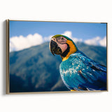 Framed canvas depicting a vintage-style landscape painting of a Venezuelan scenery, with muted earth tones.