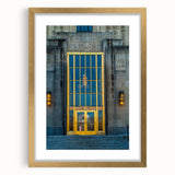 Extra large abstract art print of textured Alabama scenery in gold frame, suited for living room decor.