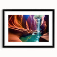 Extra large framed abstract art print of Arizona Antelope Canyon in vibrant, colorful hues on textured canvas.