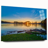 Large abstract wall art depicting Arkansas scenery in muted earth tones on acrylic glass.