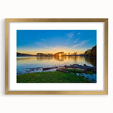Extra large abstract art print of Arkansas scenery in textured style, with gold frame, suitable for living room decor.