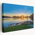 Arkansas scenery on large stretched canvas with vivid green and blue tones, suitable for kitchen wall art.