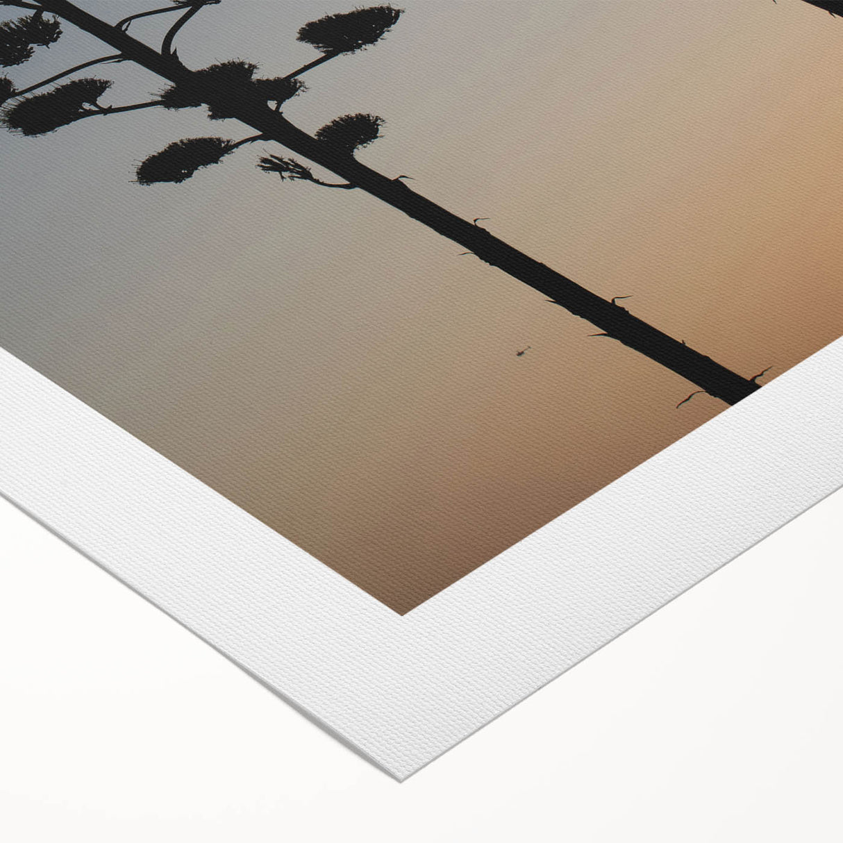 Art deco poster of Los Angeles skyline in muted gray tones on rolled canvas, suitable for dining room decor.