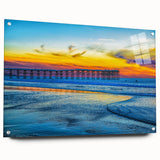 Acrylic print of abstract San Diego scenery in cool blue and gray tones, suitable for bedroom or dining room decor.