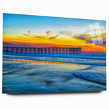 Acrylic print of a large abstract depiction of the San Diego skyline in muted blue and gray tones.