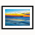 Extra large abstract art print depicting a colorful, textured San Diego scenery in a black frame.