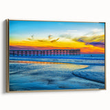 Framed canvas of San Diego landscape in gold and black tones, ideal for bedroom wall art.