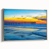 Framed canvas landscape art painting of San Diego skyline in muted black and colorful accents, ideal for office decor.