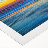 Art deco poster of San Diego skyline in pastel shades on rolled canvas, suitable for dining room wall.