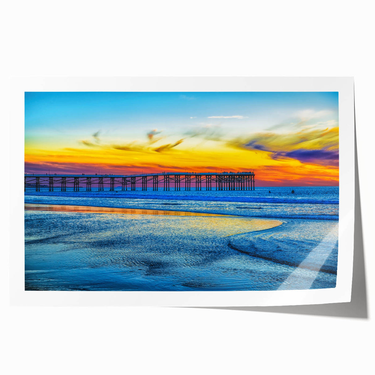 Rolled print of San Diego scenery with floral accents in muted earth tones, ideal for art wall dining room.