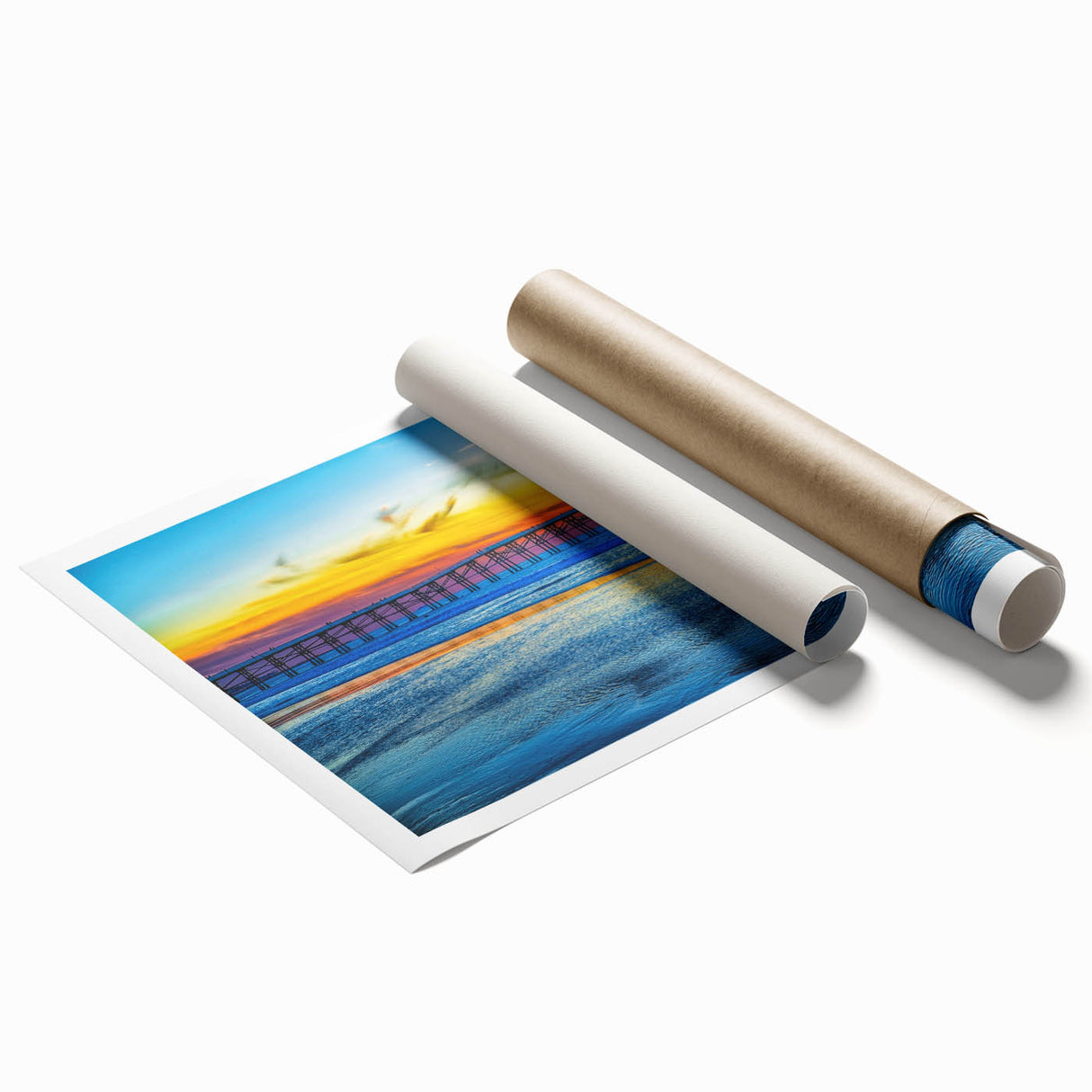 Extra large rolled print of a floral San Diego scenery, in vibrant colors, ideal for classy bathroom wall art.