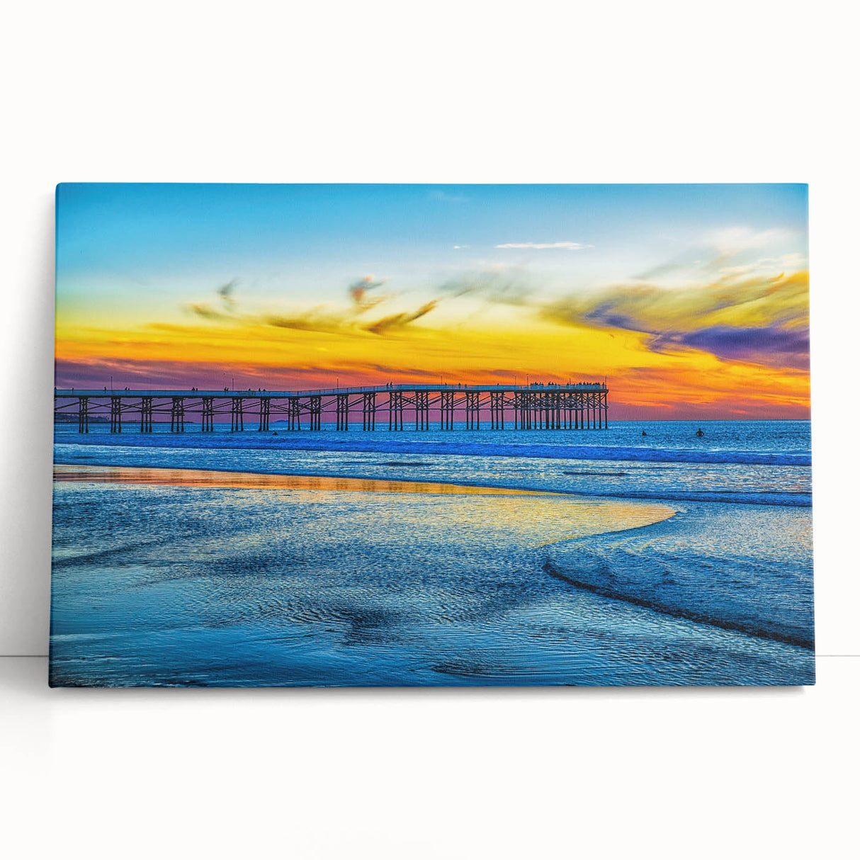Black and white stretched canvas of San Diego scenery, ideal for kitchen wall art or bedroom ambiance.