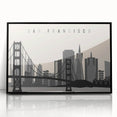 Large abstract wall art of San Francisco skyline in black and gray tones on framed acrylic.