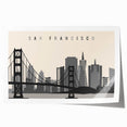Rolled print of San Francisco skyline in muted gray tones, ideal for art wall dining room.