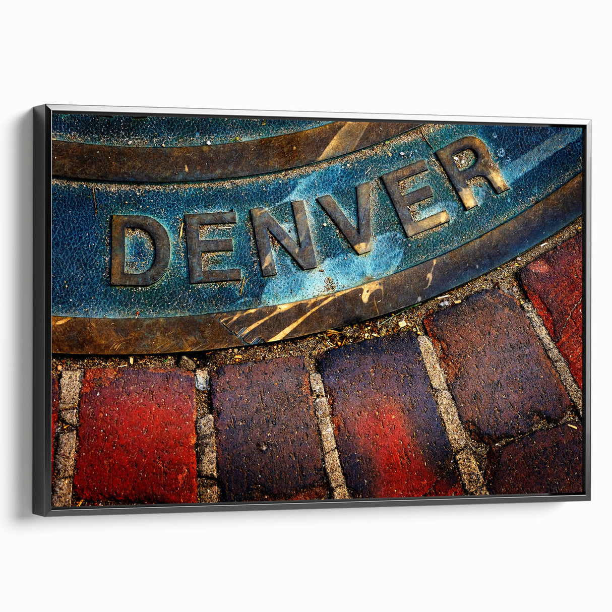 Black and white landscape art painting of Denver on framed canvas, ideal for bedroom wall decor.