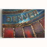 Black and white photograph of Denver skyline on large stretched canvas, ideal for kitchen wall art.